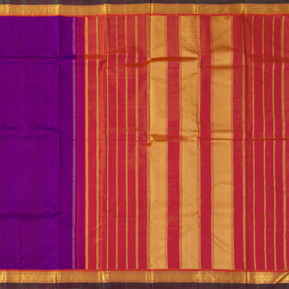 Magenta And Orange Kanchipuram Silk Saree For Festive Wear PV J 6101