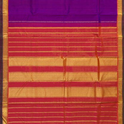 Magenta And Orange Kanchipuram Silk Saree For Festive Wear PV J 6101