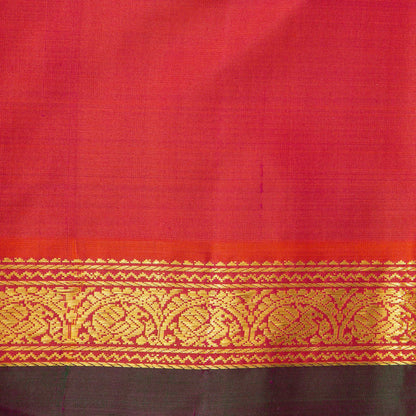 Magenta And Orange Kanchipuram Silk Saree For Festive Wear PV J 6101