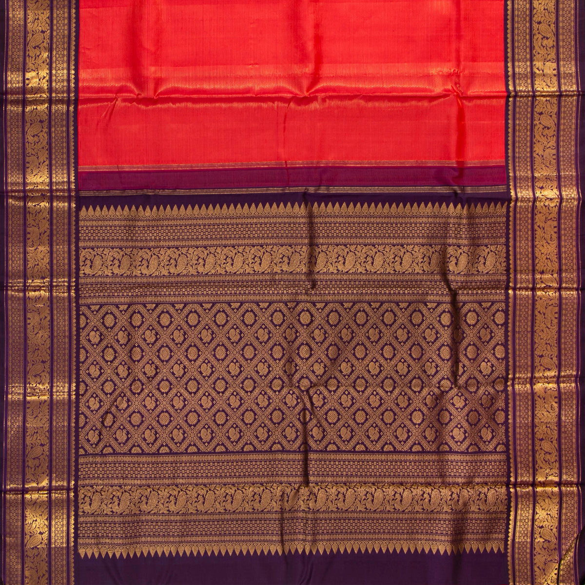 Pink And Purple Kanchipuram Silk Saree Vaira Oosi  For Wedding Wear PV J 878
