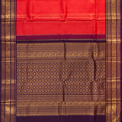 Pink And Purple Kanchipuram Silk Saree Vaira Oosi  For Wedding Wear PV J 878