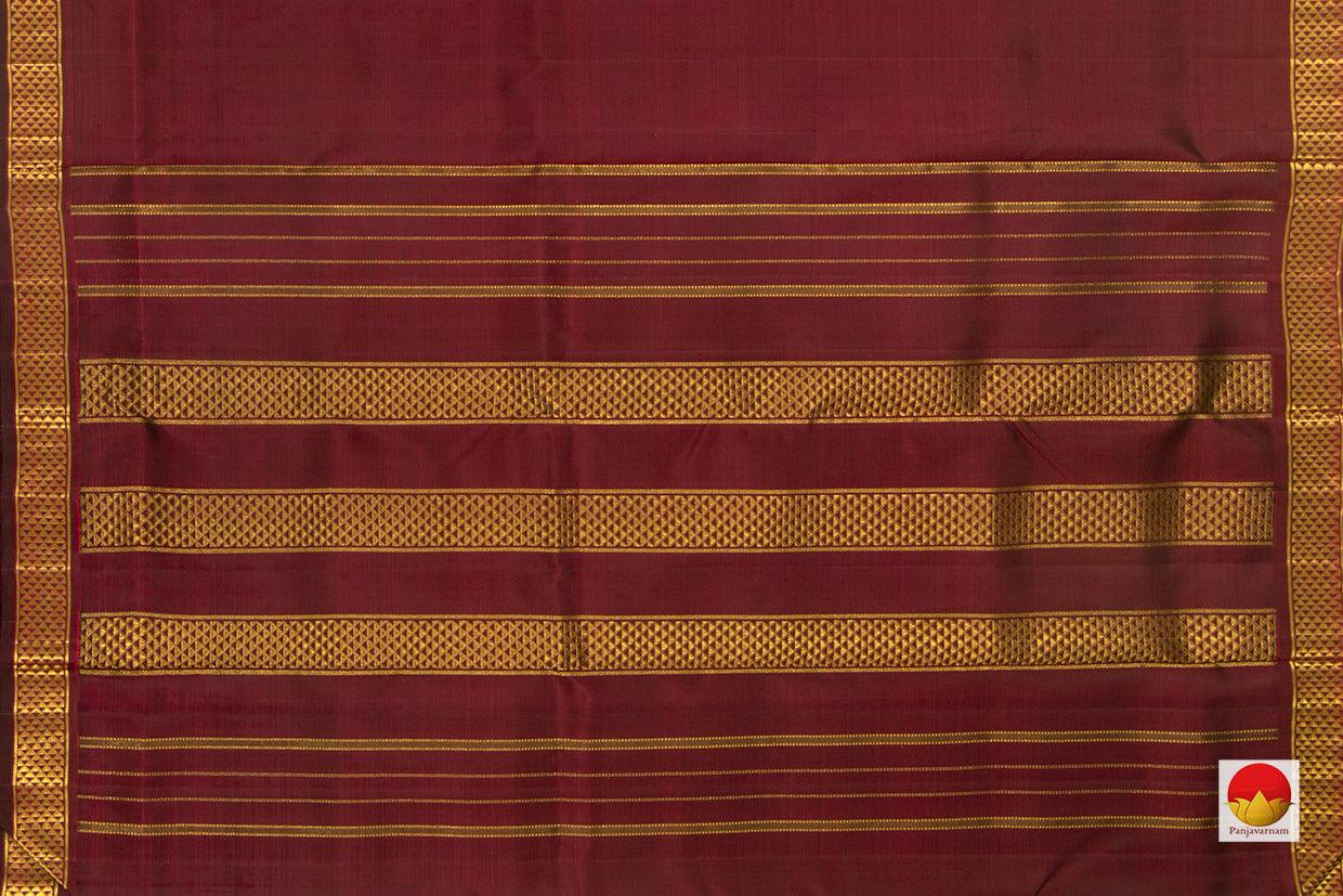 9 Yards Maroon Kanchipuram Silk Saree Handwoven Pure Silk Pure Zari With Arai Maadam Border For Wedding Wear PV NYC 770 - 9 yards silk saree - Panjavarnam
