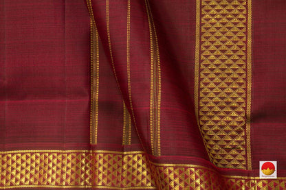 9 Yards Maroon Kanchipuram Silk Saree Handwoven Pure Silk Pure Zari With Arai Maadam Border For Wedding Wear PV NYC 770 - 9 yards silk saree - Panjavarnam PV NYC 770