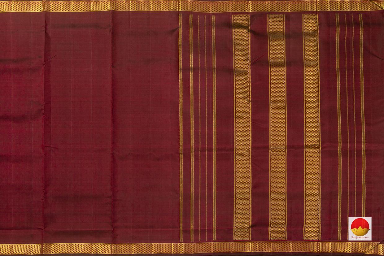 9 Yards Maroon Kanchipuram Silk Saree Handwoven Pure Silk Pure Zari With Arai Maadam Border For Wedding Wear PV NYC 770 - 9 yards silk saree - Panjavarnam PV NYC 770