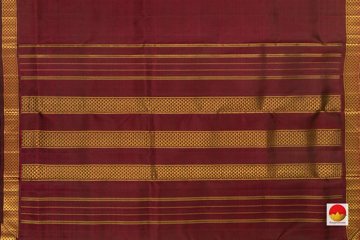 9 Yards Maroon Kanchipuram Silk Saree Handwoven Pure Silk Pure Zari With Arai Maadam Border For Wedding Wear PV NYC 770 - 9 yards silk saree - Panjavarnam PV NYC 770