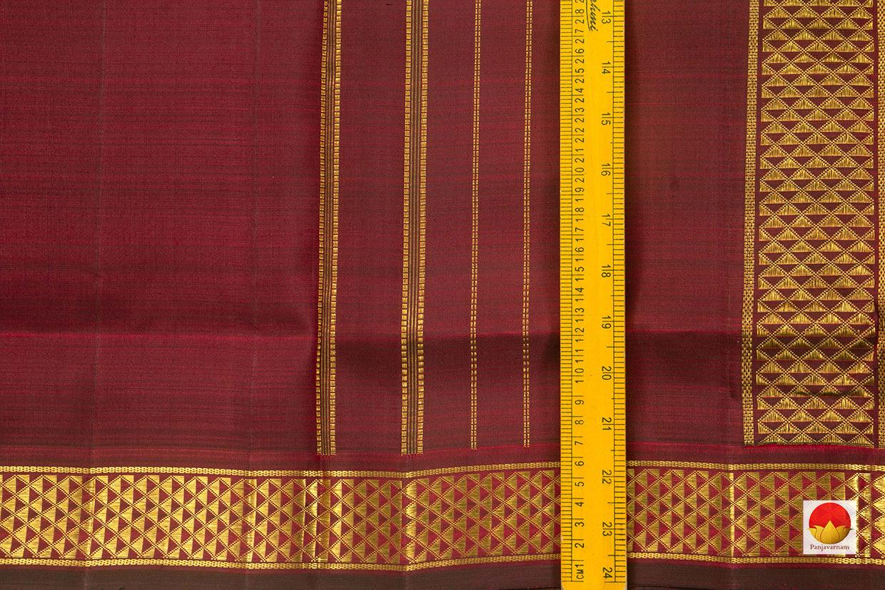 9 Yards Maroon Kanchipuram Silk Saree Handwoven Pure Silk Pure Zari With Arai Maadam Border For Wedding Wear PV NYC 770 - 9 yards silk saree - Panjavarnam PV NYC 770