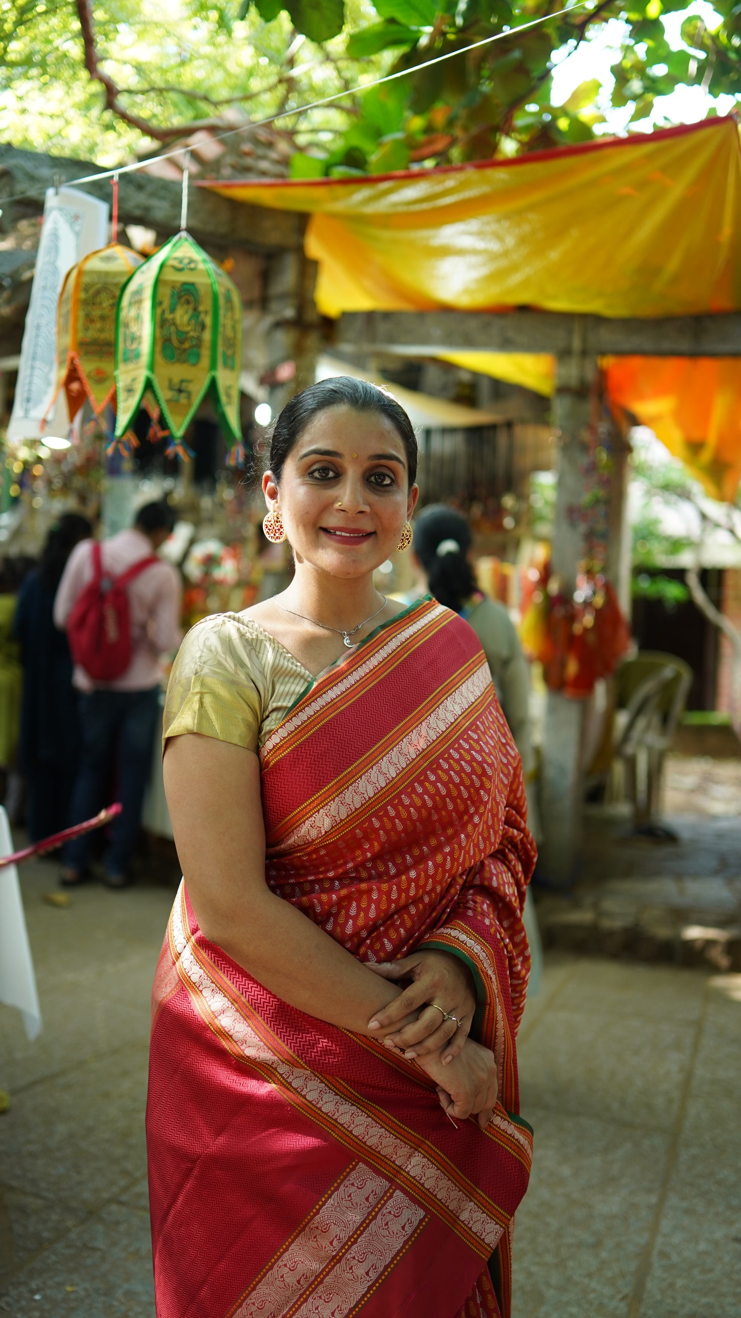 Brick Red Kanchipuram Silk Saree Without Zari For Office Wear PV NYC 1227