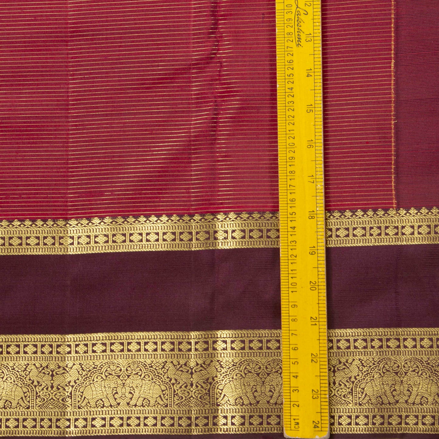 Maroon And Deep Purple Kanchipuram Silk Saree With Vaira Oosi Zari Stripes PV MEN 281 - Silk Sari - Panjavarnam PV MEN 281