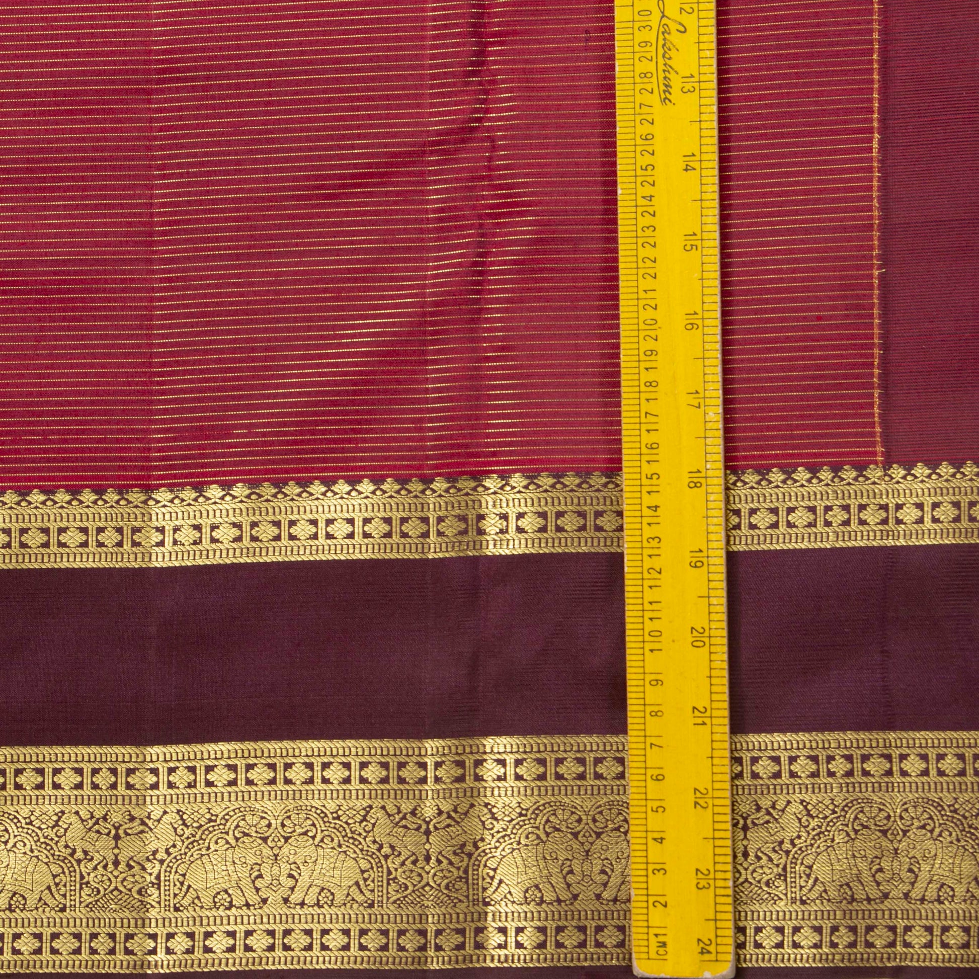 Maroon And Deep Purple Kanchipuram Silk Saree With Vaira Oosi Zari Stripes PV MEN 281 - Silk Sari - Panjavarnam PV MEN 281