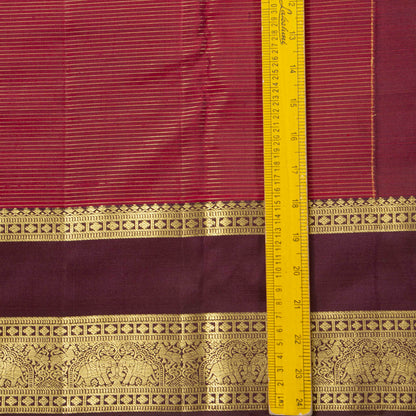 Maroon And Deep Purple Kanchipuram Silk Saree With Vaira Oosi Zari Stripes PV MEN 281 - Silk Sari - Panjavarnam PV MEN 281