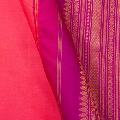 Pink And Violet Borderless Kanchipuram Silk Saree For Wedding Wear - PV NYC 1338