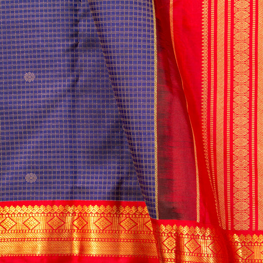 Royal Blue and Red Kanchipuram Silk Saree For Wedding Wear PV MEN 200