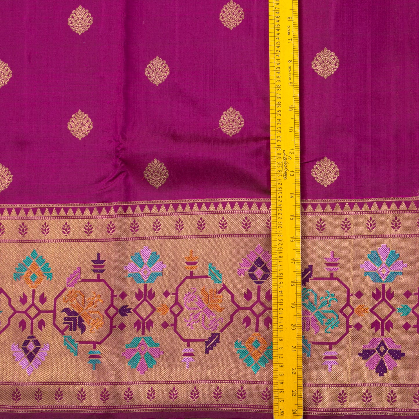 Magenta Kanchipuram Silk Saree With Antique Zari Paithani Border For Bridal Wear PV NYC 1287