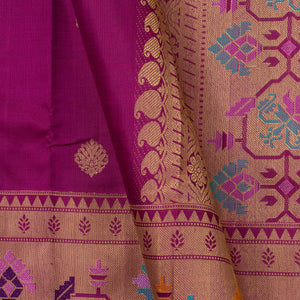 Magenta Kanchipuram Silk Saree With Antique Zari Paithani Border For Bridal Wear PV NYC 1287