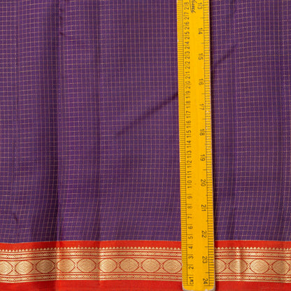 Purple And Red Kanchipuram Silk Saree With Zari Checks For Festive Wear PV MEN 140
