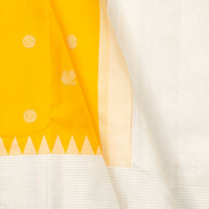 Yellow And Off White Kanchipuram Silk Saree With Silver Zari For Wedding Wear PV NYC 1270