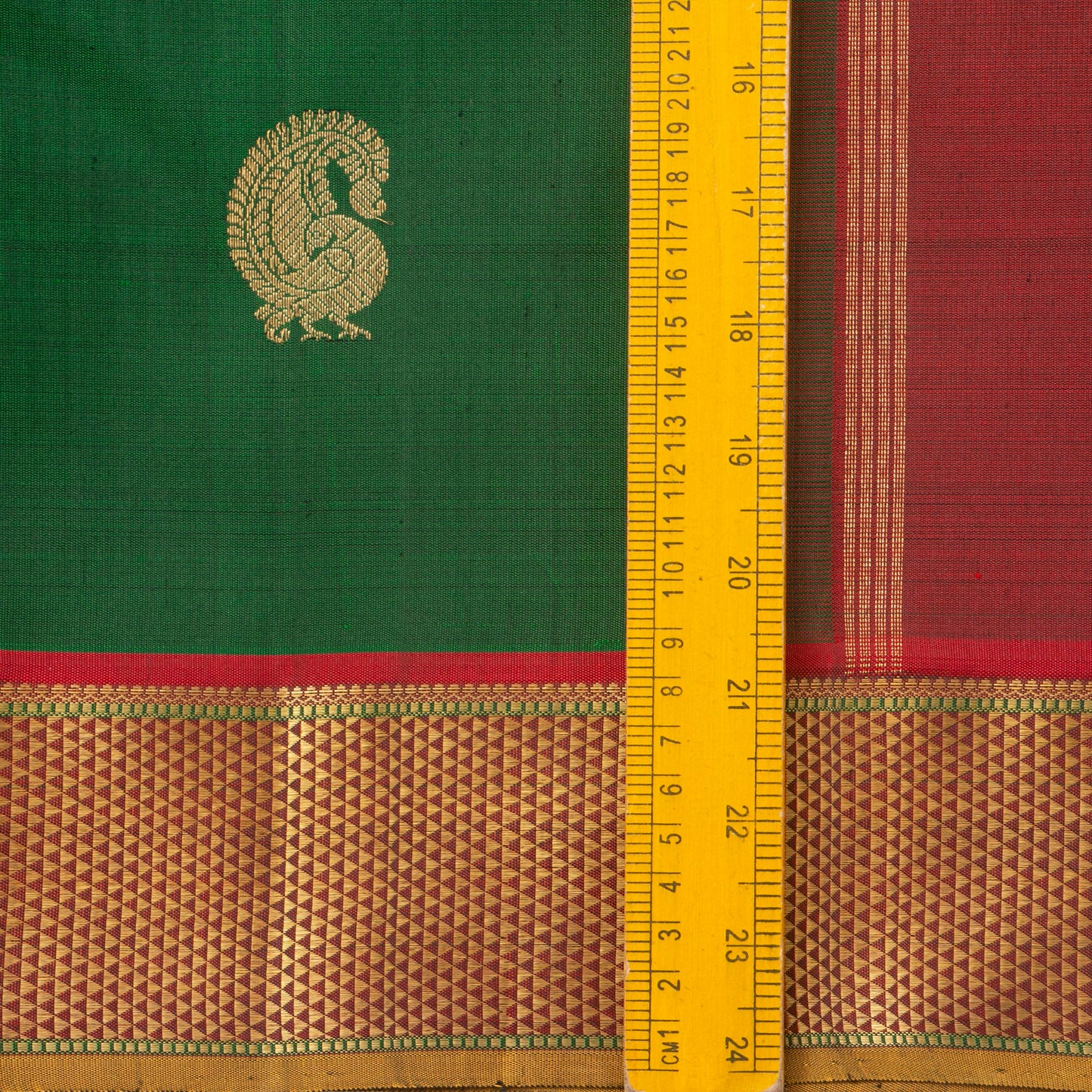 Green And Maroon Kanchipuram Silk Saree For Wedding Wear PV NYC 1349