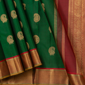 Green And Maroon Kanchipuram Silk Saree For Wedding Wear PV NYC 1349