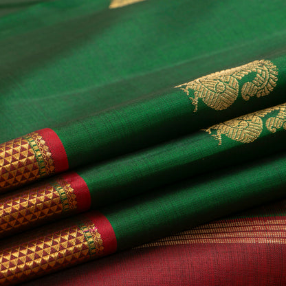 Green And Maroon Kanchipuram Silk Saree For Wedding Wear PV NYC 1349