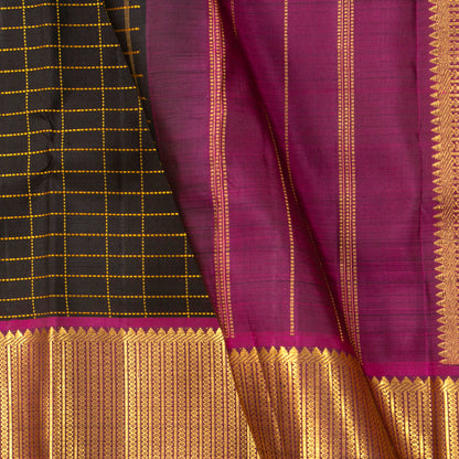 Black And Magenta Kanchipuram Silk Saree For Festive Wear PV NYC 1420