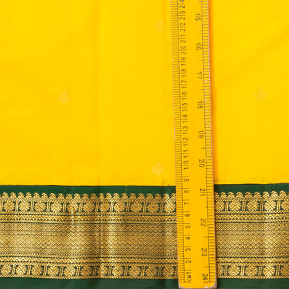 Yellow And Green Kanchipuram Silk Saree For Festive Wear PV MEN 194 - Silk Sari - Panjavarnam PV MEN 194