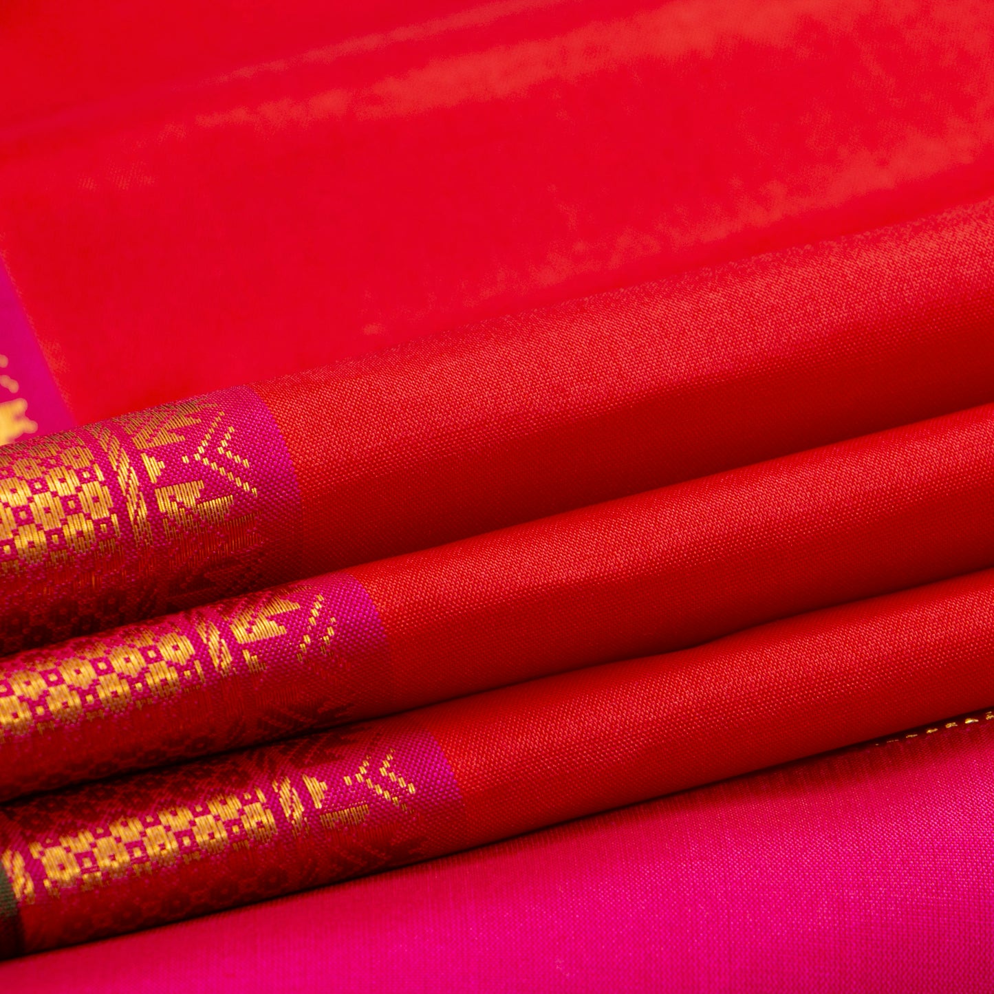 Red And Pink Kanchipuram Silk Saree For Festive Wear PV NYC 1423