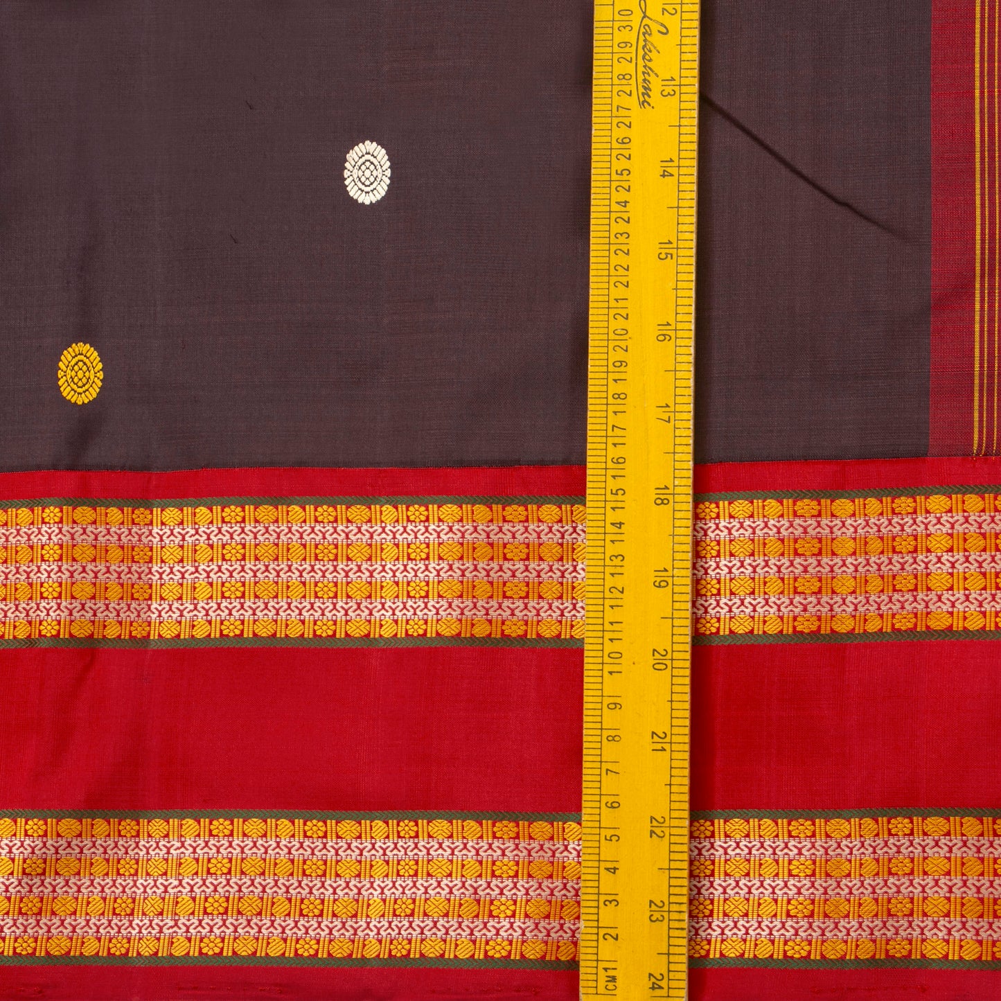 Brown And Red Kanchipuram No Zari Silk Saree For Festive Wear PV NYC 1264