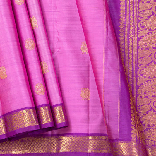 Lotus Pink And Violet Kanchipuram Silk Saree For Wedding Wear PV MEN 276
