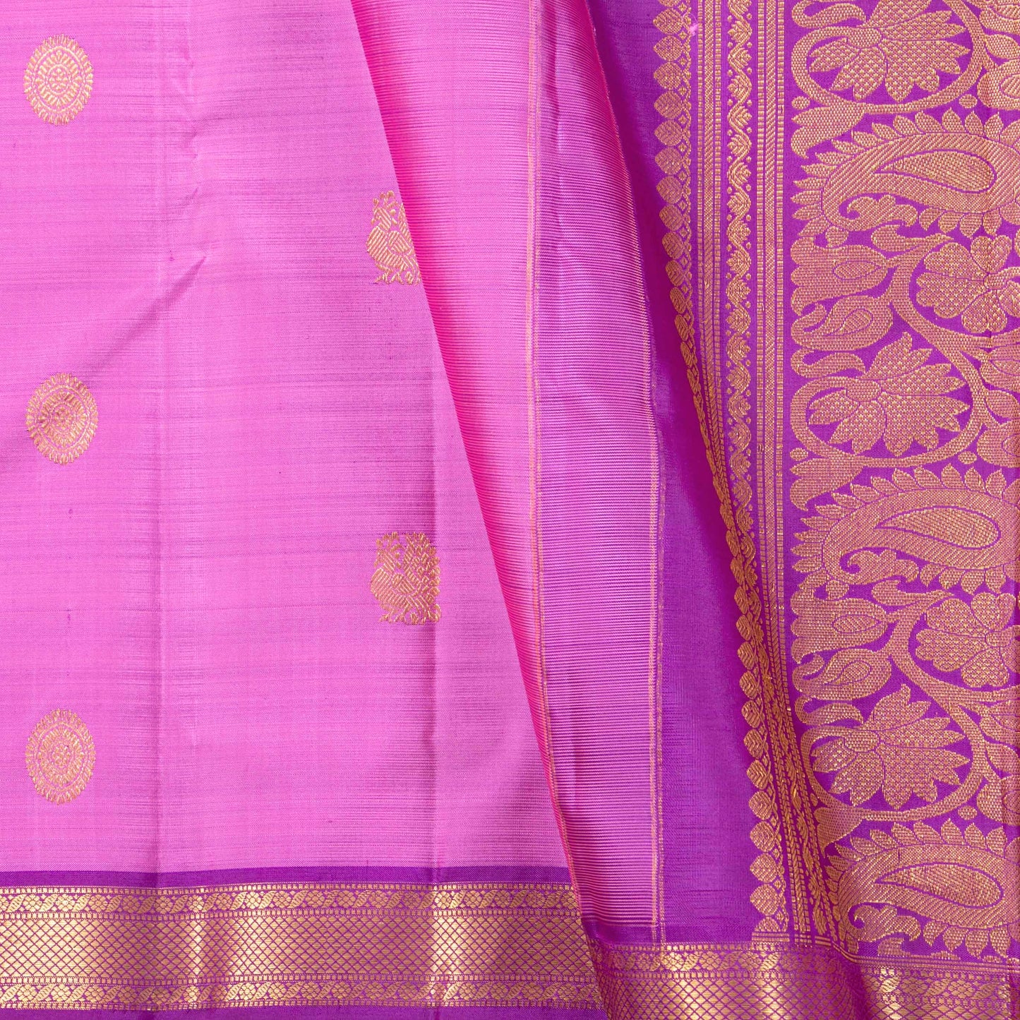 Lotus Pink And Violet Kanchipuram Silk Saree For Wedding Wear PV MEN 276 - Silk Sari - Panjavarnam PV MEN 276