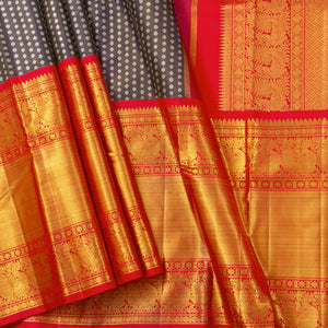 Purple And Red Kanchipuram Silk Saree For Wedding Wear PV NYC 1372