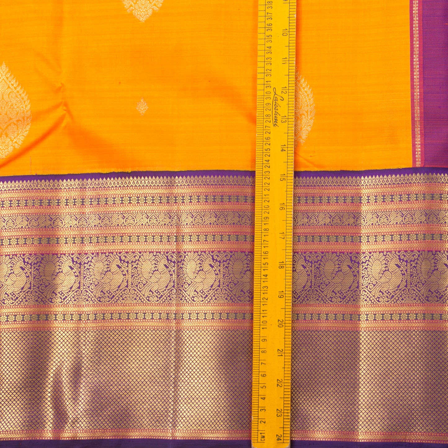 Yellow And Purple Kanchipuram Silk Saree For Wedding Wear PV NYC 1319