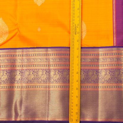 Yellow And Purple Kanchipuram Silk Saree For Wedding Wear PV NYC 1319