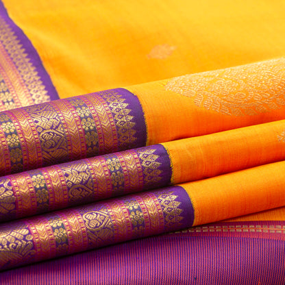 Yellow And Purple Kanchipuram Silk Saree For Wedding Wear PV NYC 1319