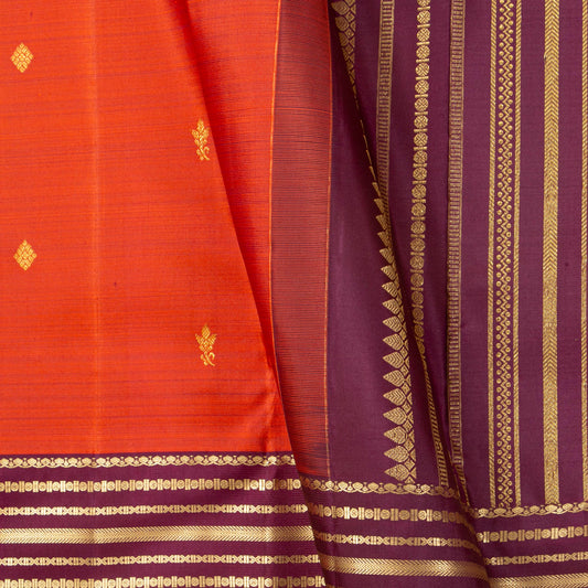 Rust And Purple Kanchipuram Silk Saree For Festive Wear PV MEN 291 - Silk Sari - Panjavarnam PV MEN 291