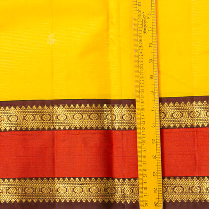 Yellow And Brown Kanchipuram Silk Saree For Festive Wear PV MEN 210
