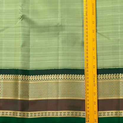 Elaichi Green Retro Revival Kanchipuram Silk Saree Without Zari For Festive Wear PV 2054