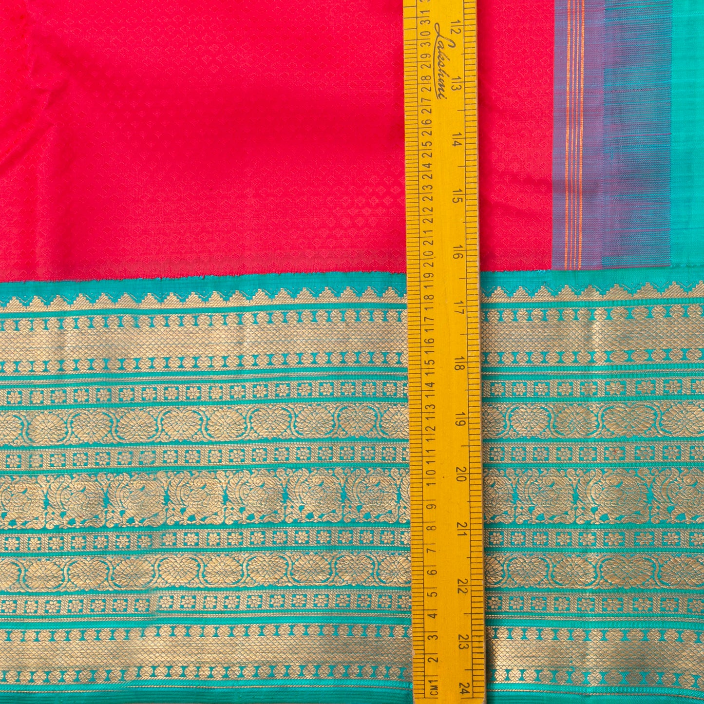 PInk And Anandha Blue Kanchipuram Silk Saree With Contrast Border For Wedding Wear PV NYC 1291