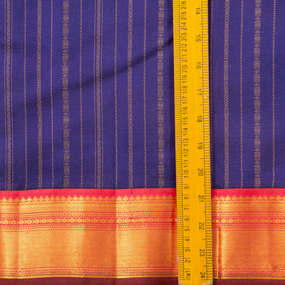 Royal Blue And Peach Kanchipuram Silk Saree For Wedding Wear PV MEN 177 - Silk Sari - Panjavarnam PV MEN 177