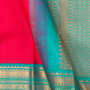 PInk And Anandha Blue Kanchipuram Silk Saree With Contrast Border For Wedding Wear PV NYC 1291