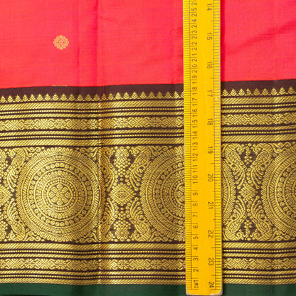 Peach And Brown Kanchipuram Silk Saree For Wedding Wear PV MEN 167 - Silk Sari - Panjavarnam PV MEN 167
