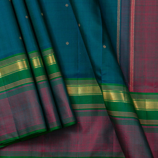 Blue Green Dual Shade Thirubuvanam Silk Saree For Festive Wear PV ABI M 138
