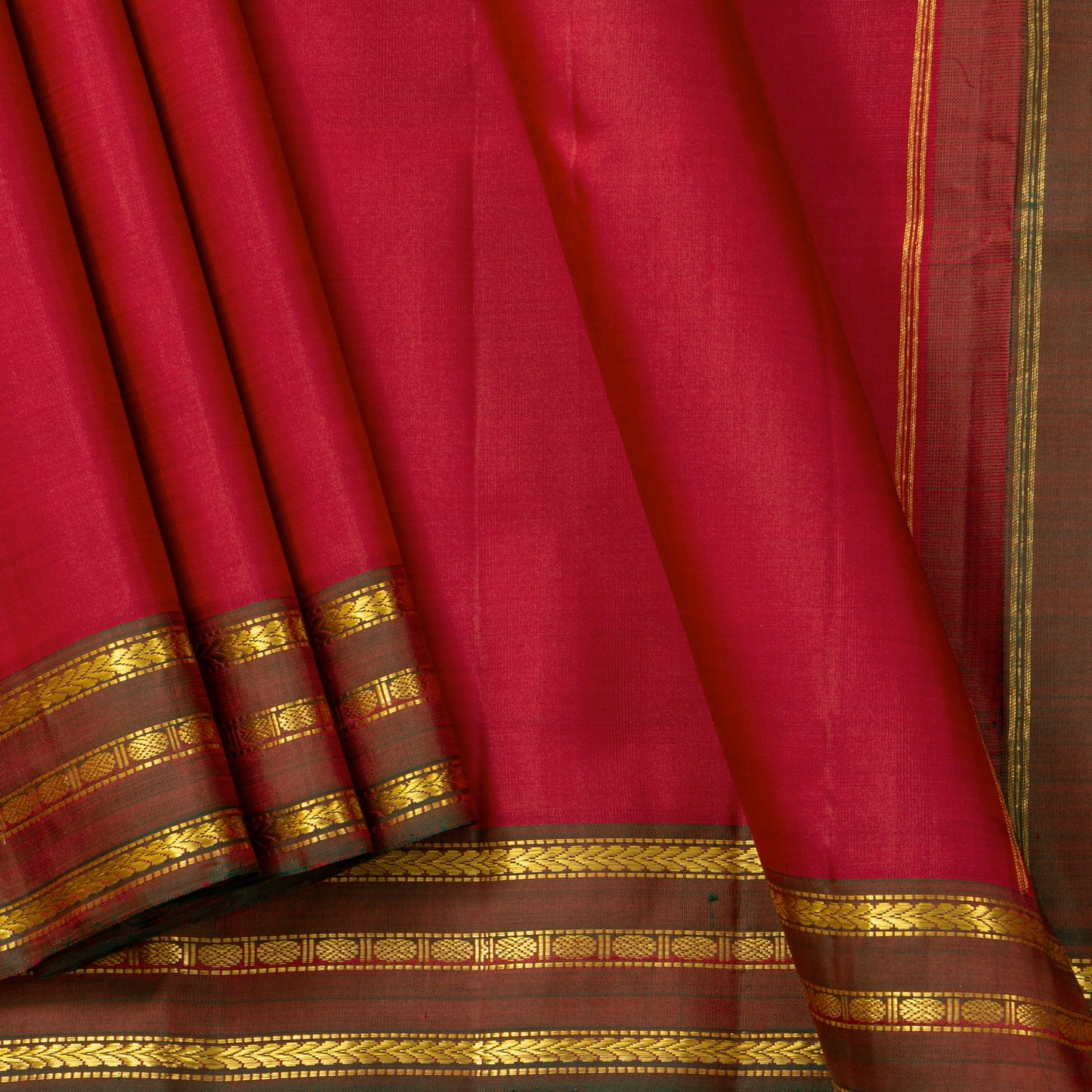 Red Kanchipuram Silk Saree For Festive Wear PV ABI 3021