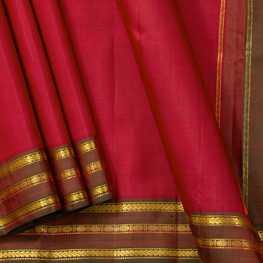 Red Kanchipuram Silk Saree For Festive Wear PV ABI 3021