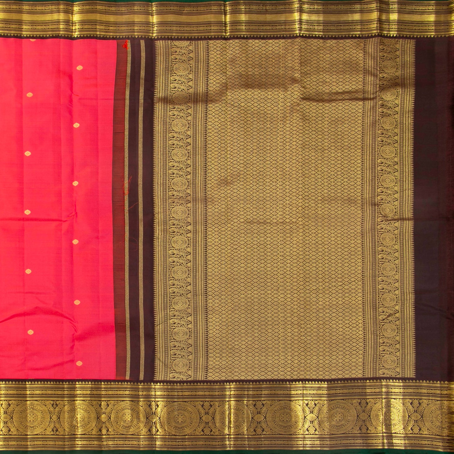 Peach And Brown Kanchipuram Silk Saree For Wedding Wear PV MEN 167 - Silk Sari - Panjavarnam PV MEN 167