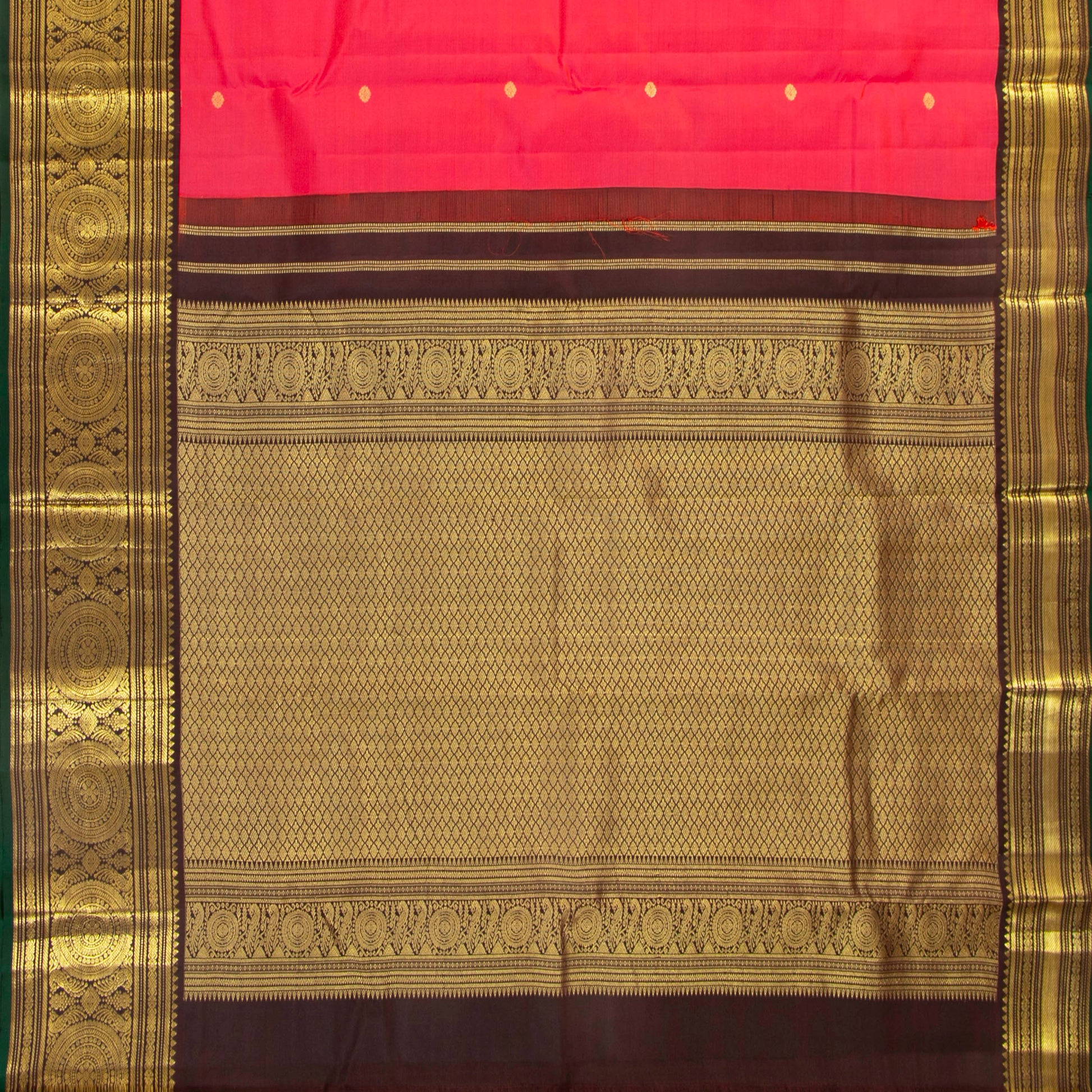 Peach And Brown Kanchipuram Silk Saree For Wedding Wear PV MEN 167 - Silk Sari - Panjavarnam PV MEN 167