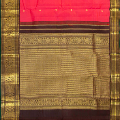 Peach And Brown Kanchipuram Silk Saree For Wedding Wear PV MEN 167 - Silk Sari - Panjavarnam PV MEN 167