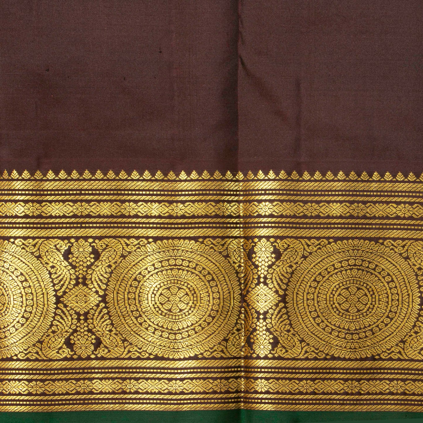 Peach And Brown Kanchipuram Silk Saree For Wedding Wear PV MEN 167 - Silk Sari - Panjavarnam PV MEN 167