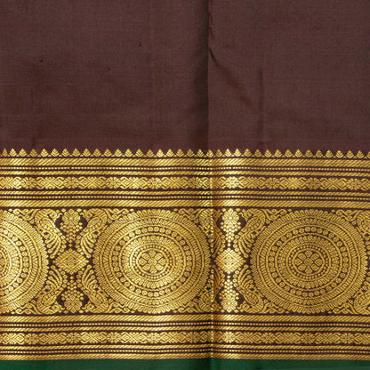 Peach And Brown Kanchipuram Silk Saree For Wedding Wear PV MEN 167 - Silk Sari - Panjavarnam PV MEN 167