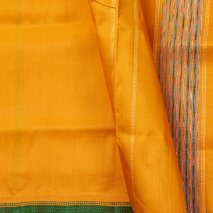 Yellow And Green Kanchipuram Silk Saree Without Zari For Office Wear PV ABI 3018