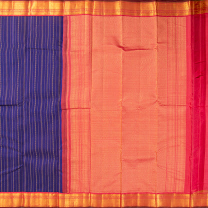 Royal Blue And Peach Kanchipuram Silk Saree For Wedding Wear PV MEN 177 - Silk Sari - Panjavarnam PV MEN 177